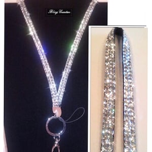 Bling Rhinestone Crystal Neck Lanyard to hold ID name badge, eyeglass, key chain holder, face mask holder, face cover (PICK your COLOR)