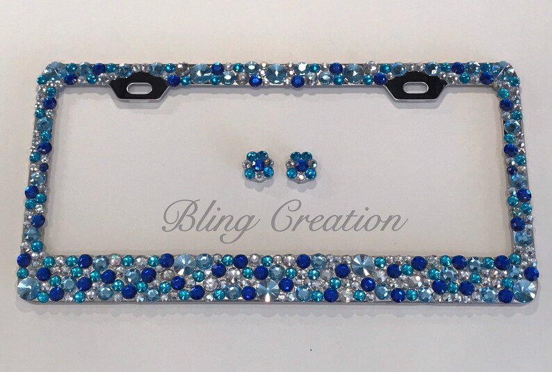 Blue Bling Rhinestone Crystal License Plate Frame SPARKLY Etsy