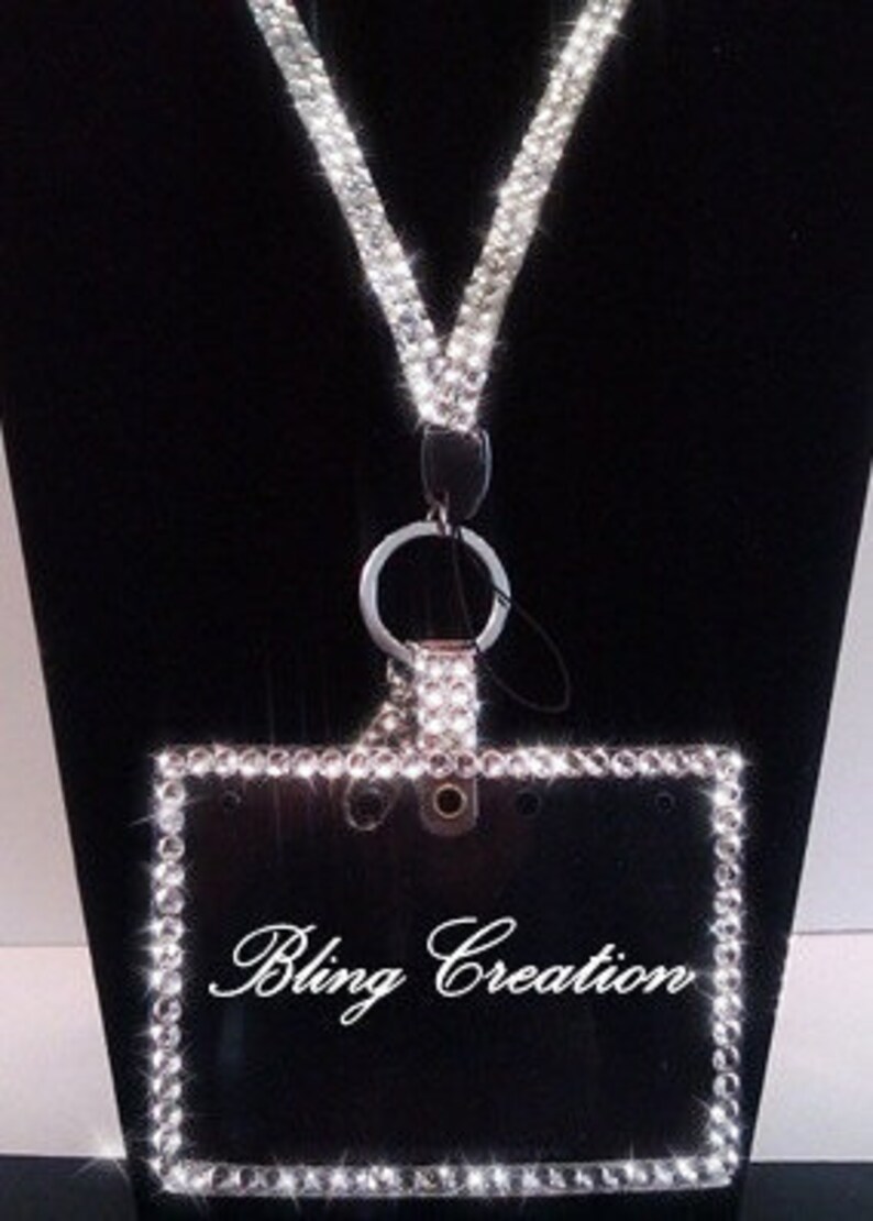 HORIZONTAL Bling Swarovski Crystal ID Name Badge/Tag Holder & Etsy