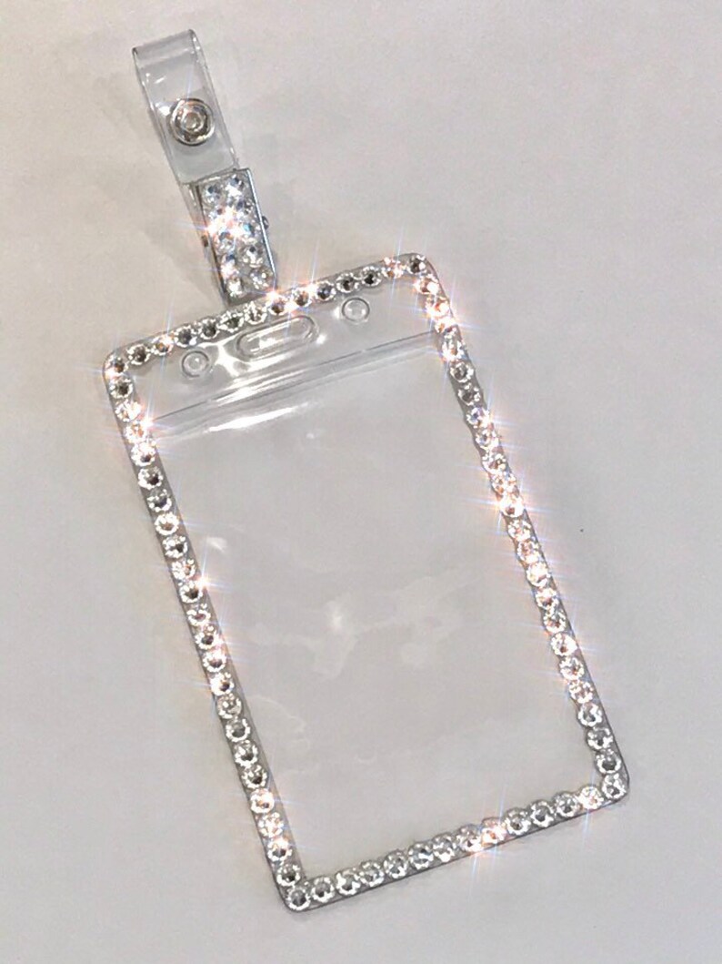 VERTICAL 3 x 4 Swarovski Crystal Bling Name Badge/Tag Holder Etsy