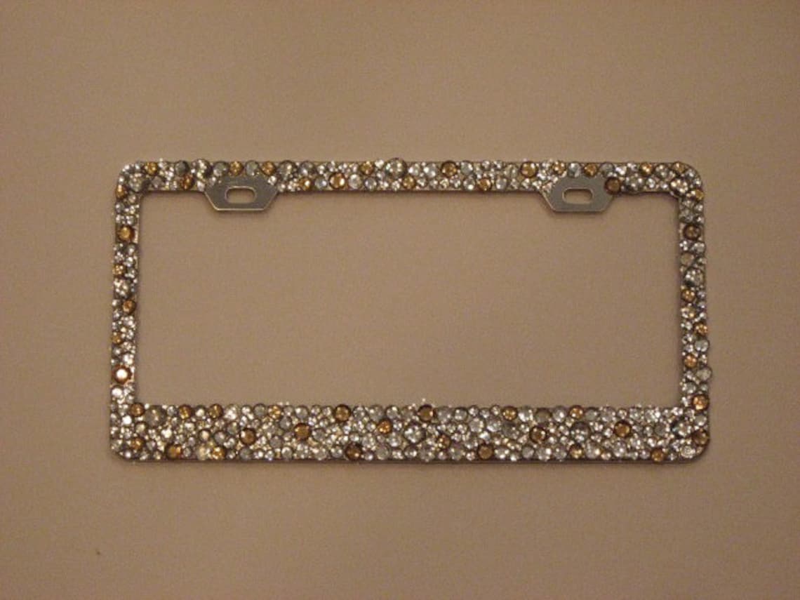 Clear/gold Bling Rhinestone Crystal License Plate Frame Etsy
