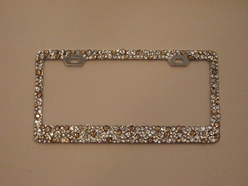Clear/gold Bling Rhinestone Crystal License Plate Frame Etsy