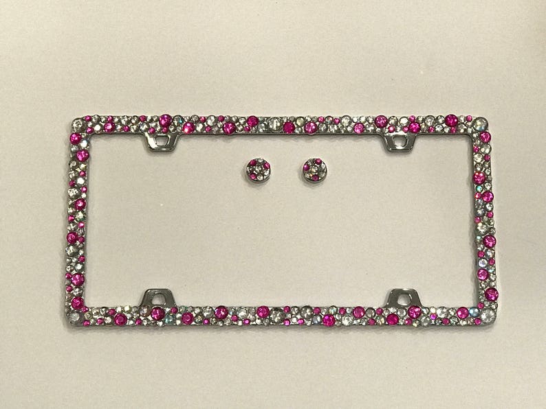 Pink/clear Bling Rhinestone Crystal License Plate Frame Etsy