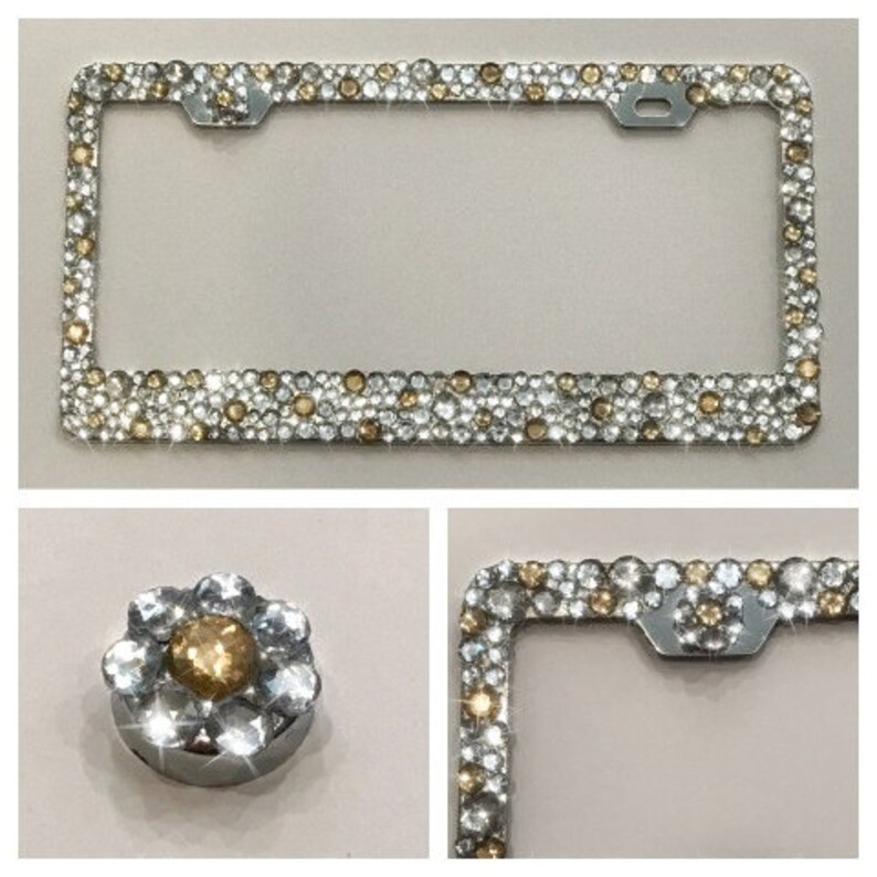 Clear/gold Bling Rhinestone Crystal License Plate Frame Etsy