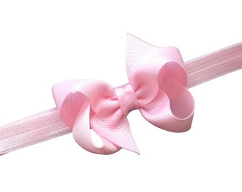 Light pink baby headband - baby headband bows, baby girl headbands, baby bows, baby bow headbands, newborn headbands