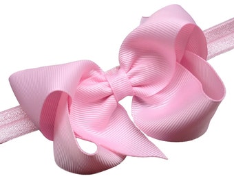 Light pink baby headband - baby girl headband, baby headband bows, newborn headband, baby bows, baby bow headband, hair bows