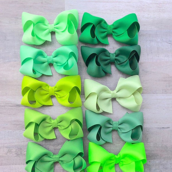 YOU PICK green hair bow - hair bows, girls bows, boutique bows, toddler bows, big hair bows, 4 inch hair bows