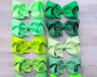 YOU PICK green hair bow - hair bows, girls bows, boutique bows, toddler bows, big hair bows, 4 inch hair bows