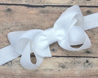 White baby headband - baby headband, baby girl headband, baby headband bows, newborn headband, baby bows, baby girl bows