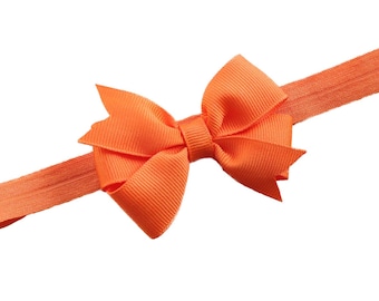 Orange baby headband - baby headband, baby girl headband, baby headband bows, newborn headband, baby bows, baby bow headband