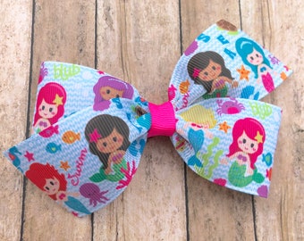 Mermaid Hair bow - 3.5 inch hair bow for girls, baby bows, girls hair bows, toddler bows,