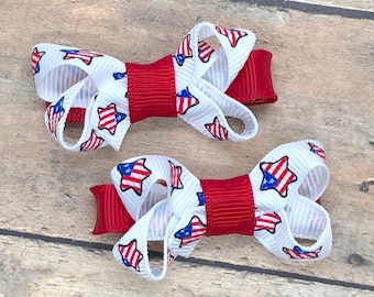 Fourth of July baby bows - baby bows, hair bows, toddler bows, hair clips, baby hair bows, girls hair bows