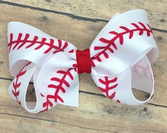 Baseball hair bow - hair bows, bows for girls, toddler hair bows, 4 inch hair bows