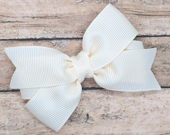 Ivory hair bow - hair bows, bows for girls, baby bows, girls hair bows, toddler hair bows, 3 inch hair bows