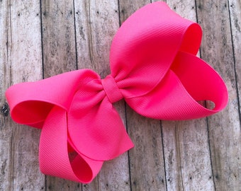 Big hair bow - 6 inch hair bows, pink hair bow, cheer bows, big bows, girls hair bows, toddler bows