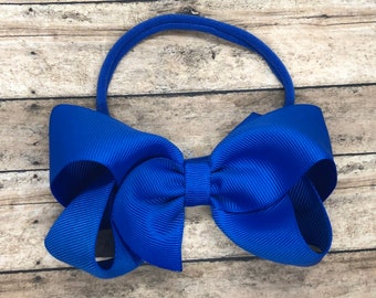 Royal blue baby headband - baby girl headband, nylon headbands, baby headband bows, newborn headband, baby bows, baby hair bows