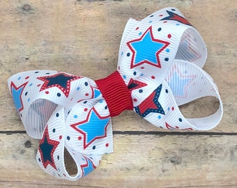 Fourth of July hair bow - bows for girls, baby bows, baby hair bows, hair clips, toddler bows, patriotic bows