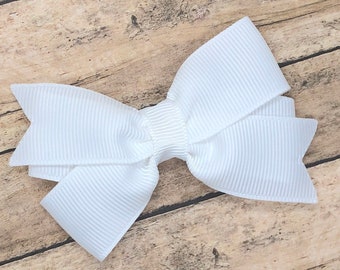 White hair bow - hair bows, white bows, baby bows, bows for girls, pigtail bows, toddler hair bows