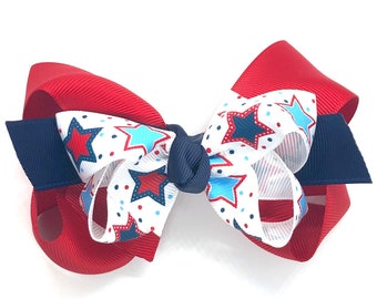 Fourth of July hair bow - hair bows, hair clips, bows for girls, girls hair bows, toddler hair bows, boutique hair bows