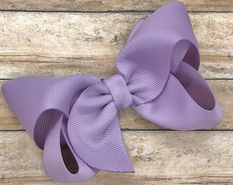 Dusty lilac hair bow - hair bows for girls, baby bows, toddler hair bows, boutique bows, 4 inch hair bow