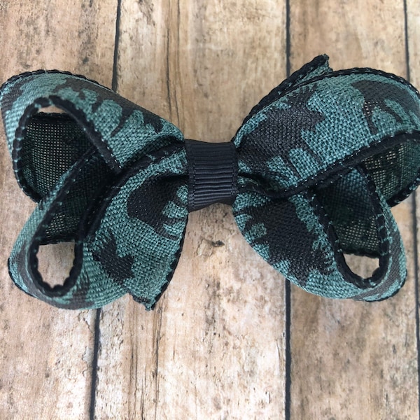 Dark green moose hair bow - hair bows, bows for girls, baby bows, pigtail bows, toddler bows, 3 inch hair bows