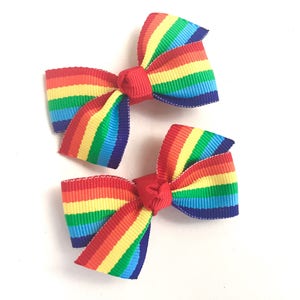 Rainbow pigtail bows, rainbow bows, toddler bows, pigtail bows, rainbow hair bows, girls hair bows, girls bows, baby bows, baby hair bows