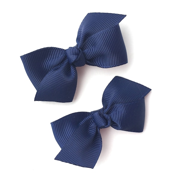 Navy blue pigtail bows, navy blue bows, hair bows, bows, hair clips, baby bows, hair bows for girls, baby girl bows, toddler hair bows