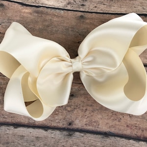Satin Hair Bow: 6 Inch Boutique Bow Hair Clip