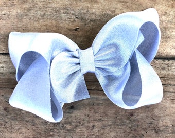 Silver hair bow - silver bows, hair bows, bows for girls, satin bows, toddler hair bows, 4 inch hair bows