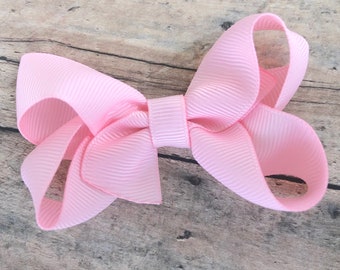 Baby pink hair bow - hair bows for girls, baby bows, toddler hair bows, pigtail bows, 3 inch hair bows