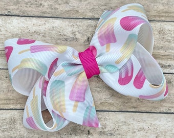 Popsicle hair bow - hair bows, girls hair bows, toddler bows, boutique bows, 4 inch hair bows, hair clips