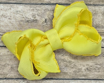 Lemon yellow hair bow - hair bow, hair bows, bows, hair bows for girls, baby bows, baby hair bows, toddler hair bows, girls bows, hairbows