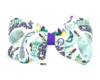 Mardi Gras hair bow - hair bows, bows for girls, toddler bows, baby bows, 4 inch hair bows