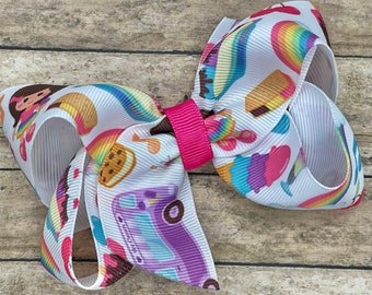 Ice cream hair bow - hair bows, girls hair bows, toddler bows, boutique bows, 4 inch hair bows, hair clips