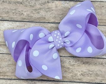 Light purple polka dot hair bow - hair bows, bows for girls, baby bows, toddler bows, pigtail bows, girls hair bows, boutique bows