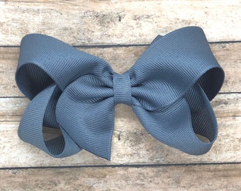 Dark gray hair bow - hair bows, bows for girls, toddler hair bows, boutique bows, 4 inch hair bows