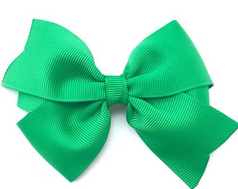 Emerald green hair bow - hair bows, hair bows for girls, girls hair bows, pigtail bows, toddler hair bow, baby bows