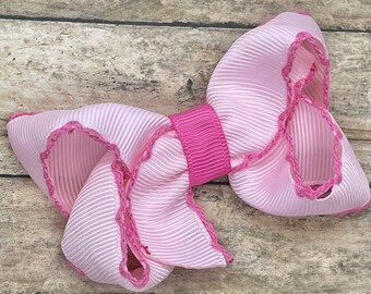 Pink hair bow - hair bows for girls, baby bows, pigtail bows, boutique bows, toddler hair bows, 3 inch hair bows