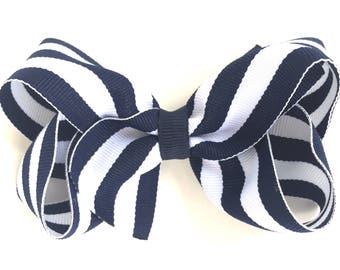 Navy blue hair bow - hair bows, bows for girls, baby bows, toddler hair bows, big hair bows, boutique hair bows