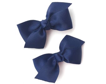 Navy blue pigtail bows, navy blue bows, hair bows, bows, hair clips, baby bows, hair bows for girls, baby girl bows, toddler hair bows