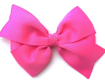 Bright pink hair bow - hair bows, bows for girls, toddler bows, baby bows, pigtail bows, 4 inch hair bows