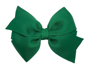 Dark green hair bow - hair bows for girls, toddler hair bows, big hair bows, pigtail bows, 4 inch hair bows