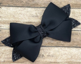 Black hair bow - hair bows, bows for girls, toddler hair bows, boutique hair bow, 4 inch hair bows