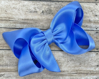 Periwinkle satin hair bow - hair bows, bows, hair clips, hair bows for girls, baby bows, toddler bows, girls bows, girls hair bows, hair bow