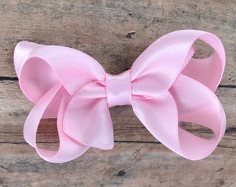 Light pink satin hair bow - hair bows, bows for girls, baby bows, satin bows, toddler hair bows