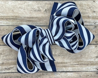 Navy blue hair bow - hair bows, bows for girls, baby bows, toddler hair bows, big hair bows, boutique hair bows