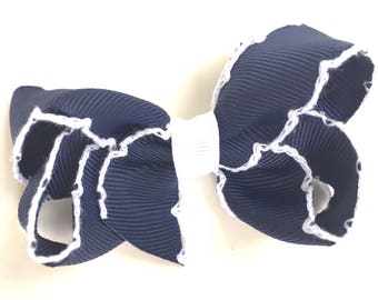 Navy blue hair bow - hair bow, hair bows, bows, hair bows for girls, baby bows, baby hair bows, toddler hair bows, girls bows, hairbows