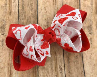 Valentine's Day hair bow - hair bows, toddler hair bows, boutique bows, 4 inch hair bows, big hair bows, girls bows