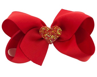 Valentine's Day - hair bows, bows for girls, baby bows, girls bows, toddler bows, pigtail bows, 4 inch hair bows