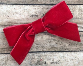 Red velvet hair bow - hair bows, hair bow, bows, hair clips, velvet bows, hair bows for girls, baby bows, velvet hair bows, girls hair bows